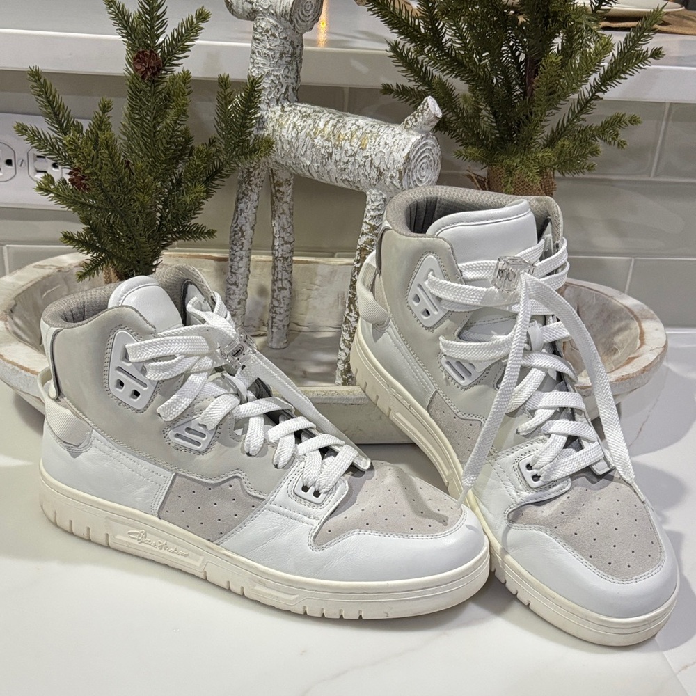 Acne White and Gray High-Top Sneakers